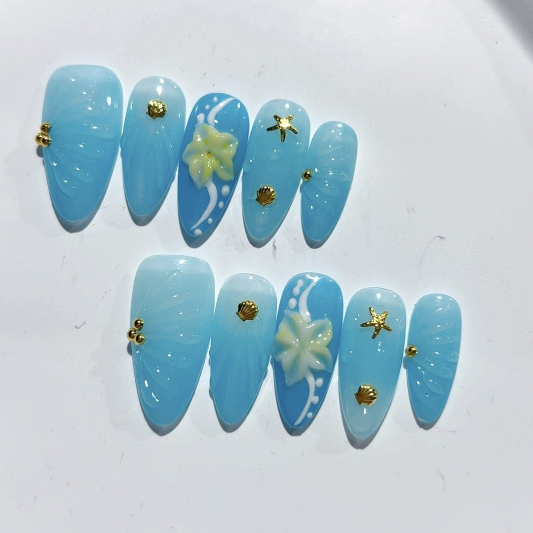 Ocean Breeze: "Estrela da Praia" – Unhas Postiças de Amêndoa