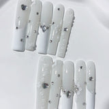 Milky White Crystal Minimal Press On Nail Set