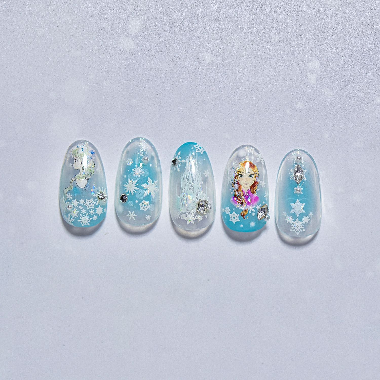 365nails: "Conjunto em Relevo Frozen Elsa & Anna" – Adesivos para Unhas