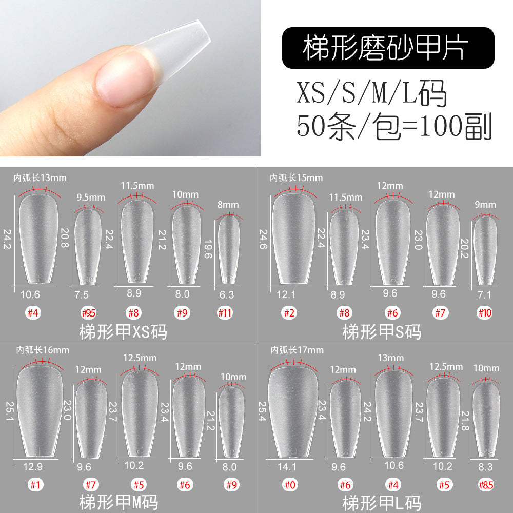Nail Tips The new press on nails piece is divided into 20 pieces, the whole piece is seamless, and the short one is fully attached to the trapezoidal matte nail piece fake nail.