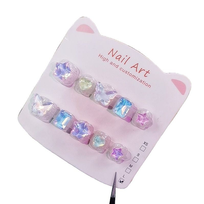 Cute Rainbow Cartoon Kids Press On Nails Mixed Collection