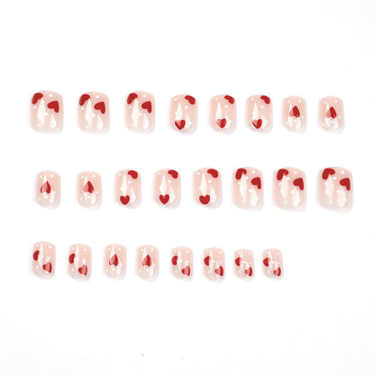 white polka dots red love nail patch wholesale nail art  finished  removable｜365nails