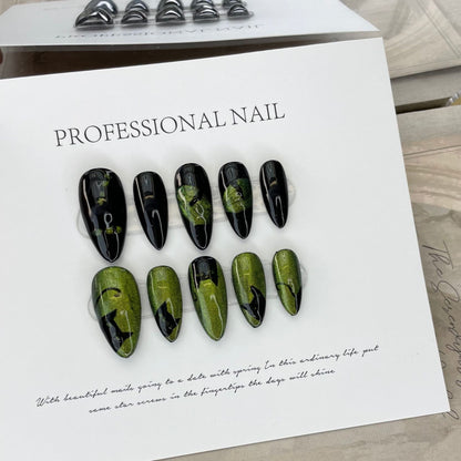 New handmade finished product press on nails cool cat eye advanced removable Internet celebrity fake nails | 365nails