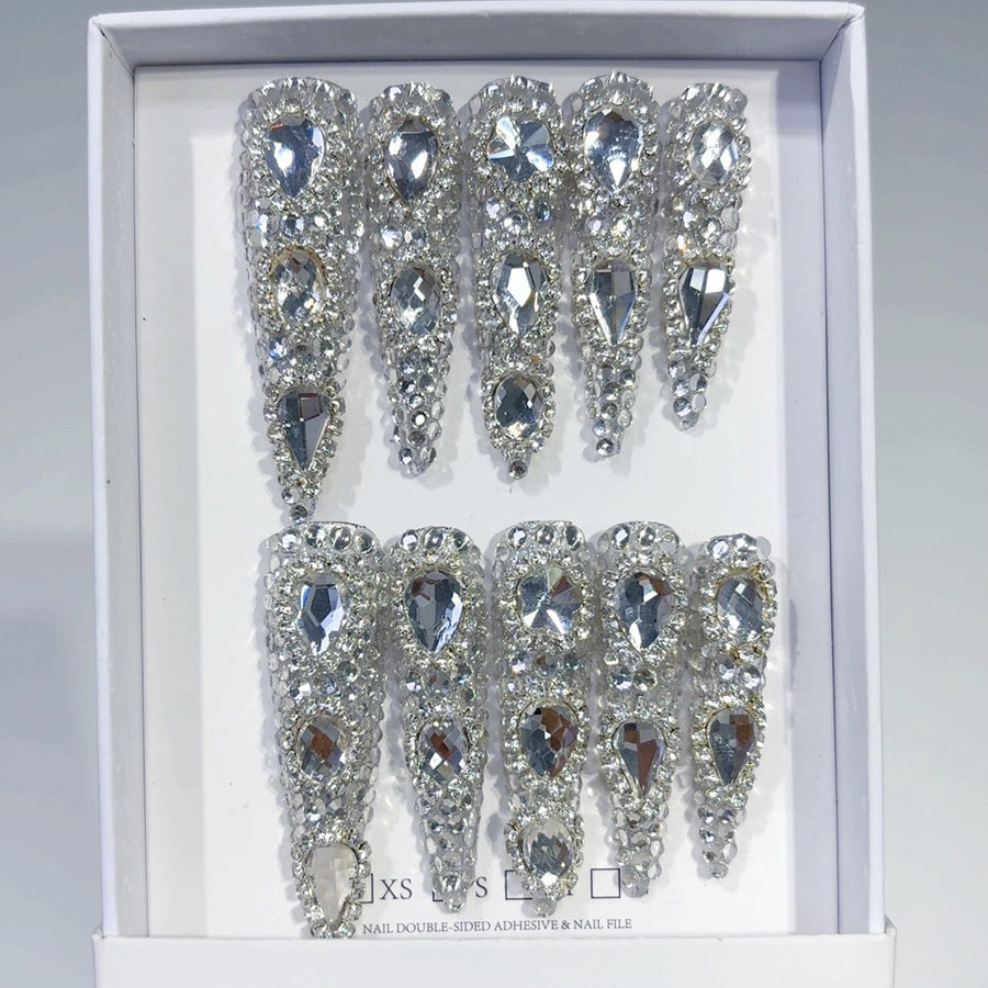Full Crystal Extra Long Press On Nails