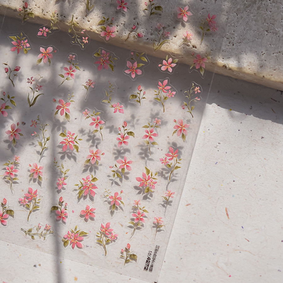 Sakura Branch Collection: "Pink Blossom" – 3D Embossed Nail Sticker