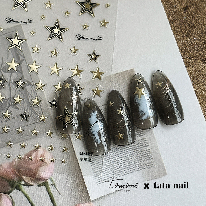 Gold Star: "Celestial Sparkle" – 3D Embossed Nail Sticker