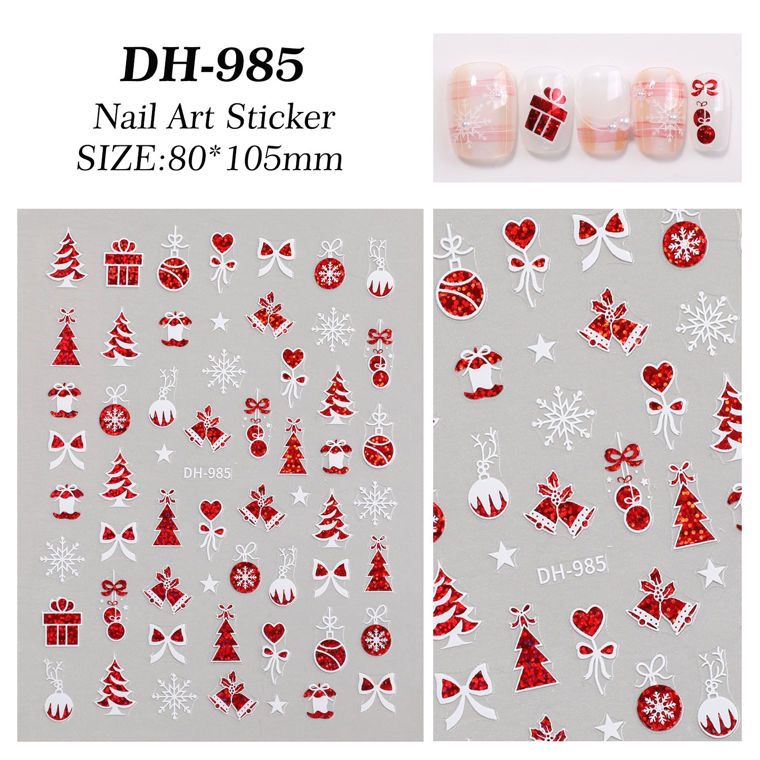 Christmas Series Nail Sticker Flat Belt Adhesive Christmas Snowman Elk Nail Art Sticker Ornament DH