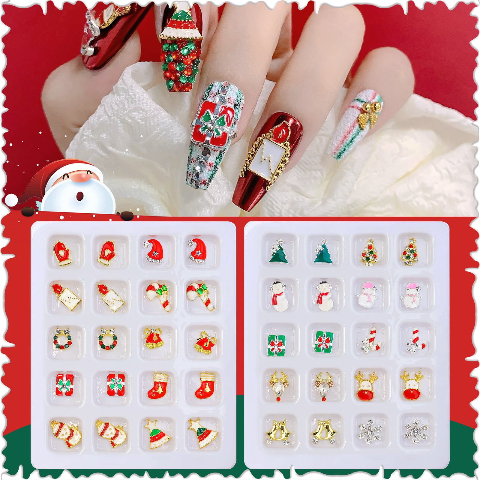 Christmas Alloy Nail Charms Set – 3D Festive Metal Decorations for Holiday Nail Art (MOQ=3)