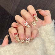 365nails: "라이온스 하트" – 골든 캣아이 & 3D 사자춤 장식 스퀘어형 네일