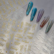 Pearl Script Collection: "Pearl Cursive" – 3D Pearl Shine Nail Sticker