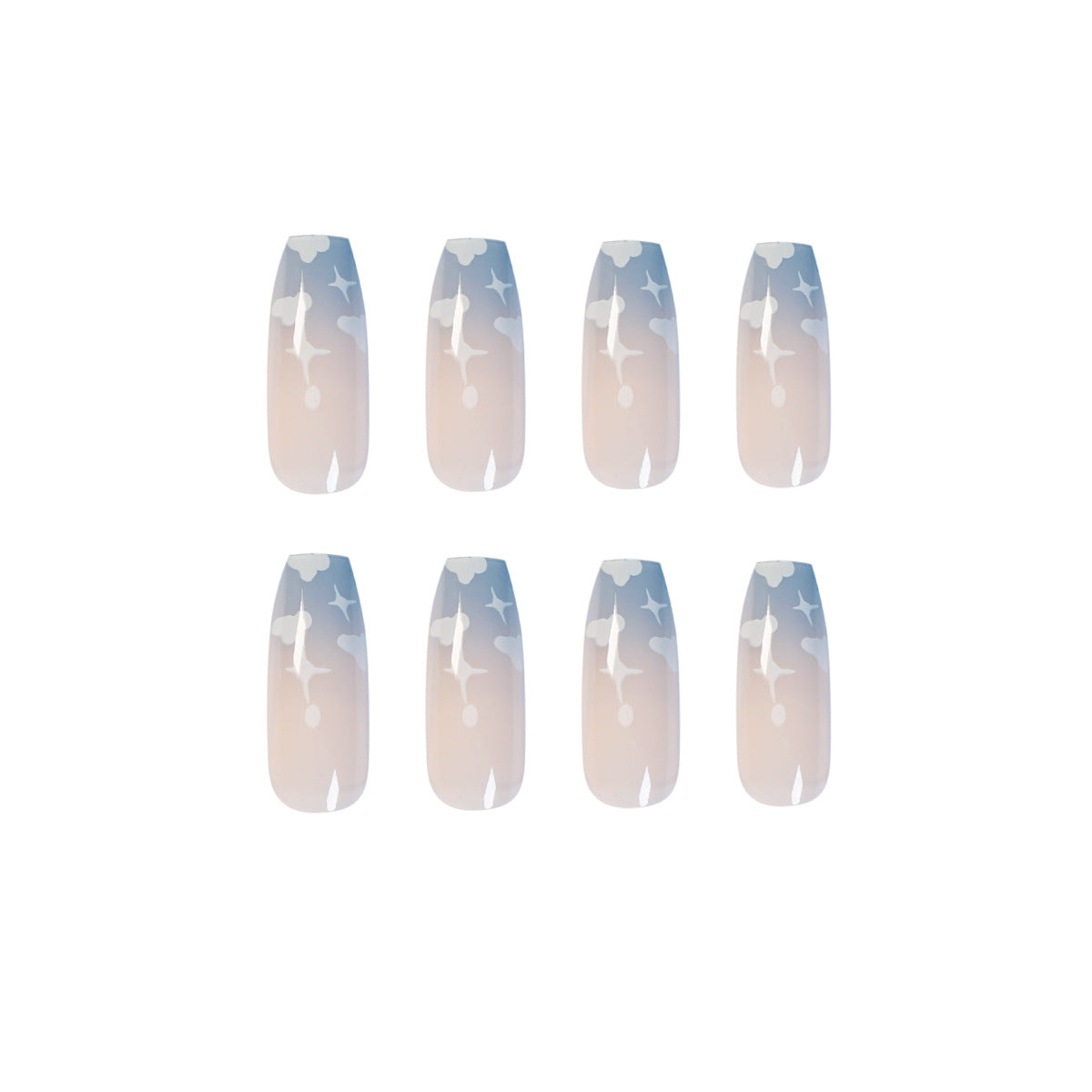 Gray and blue clouds wear nail finished soft nail fake nail nail nail patch nail patch removable nail piece｜365nails