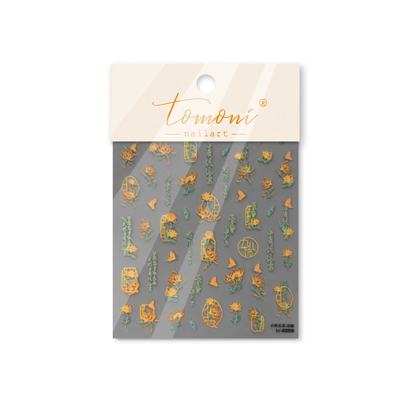 365nails: 「金色菊花中式窗花」 – 美甲貼紙