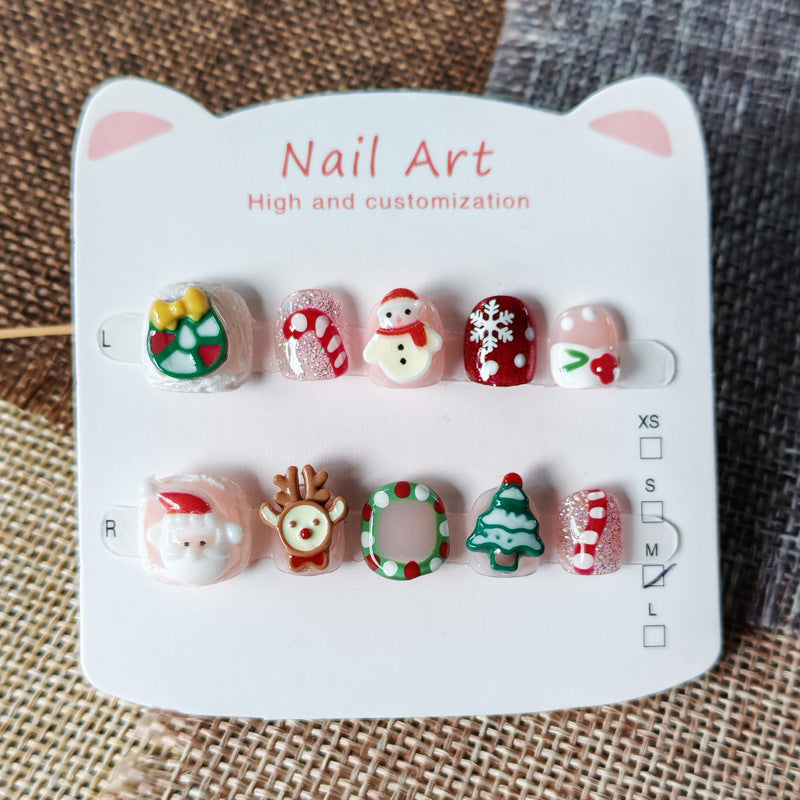 365nails-Christmas Cheer Kids Series: "Santa's Festive Friends" – Short Square Kids Nail Art