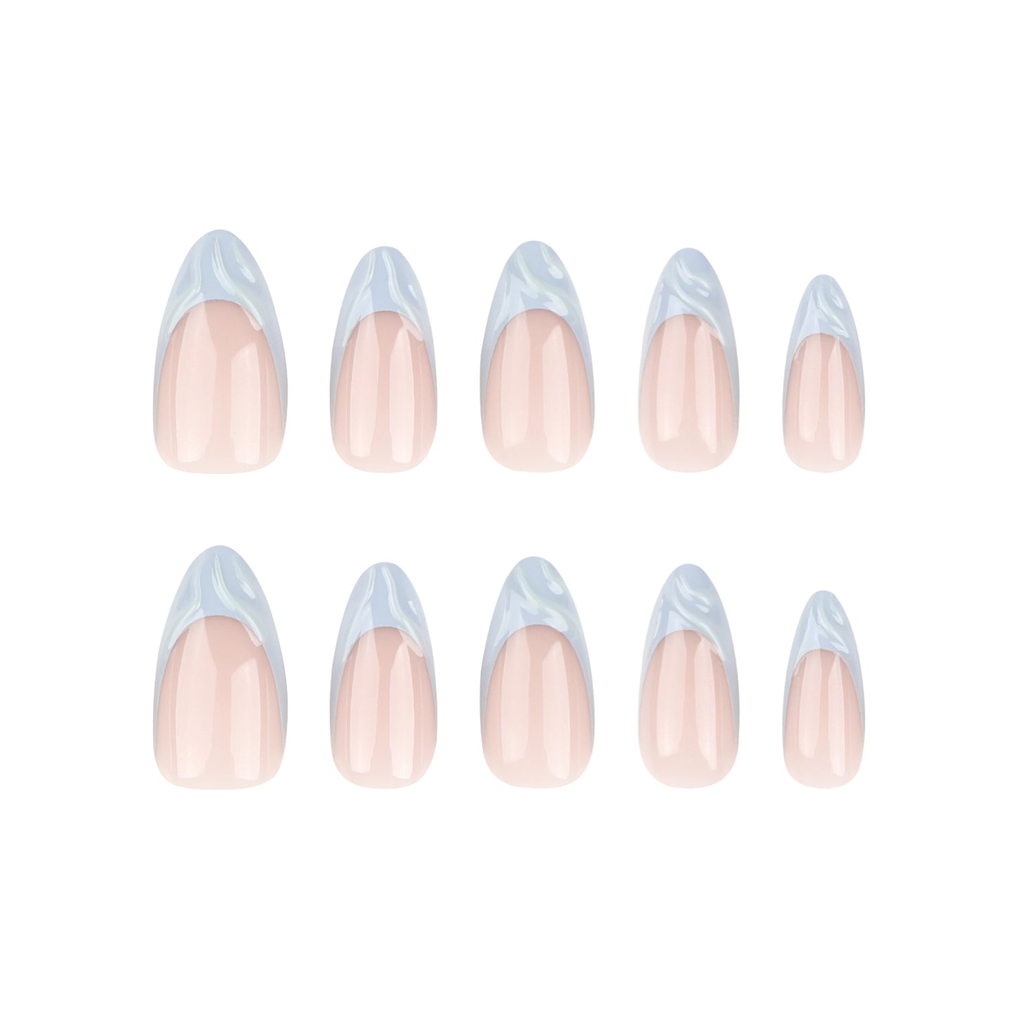 3D three-dimensional water ripple press on nails French light blue manicure fake nail short simple nail finished product wholesale｜365nails
