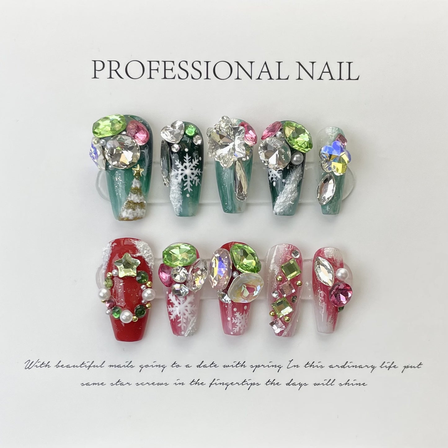 handmade press on nails Psychedelic Empress Dowager Silver White Silver Flash Spice Girl Nail Art  Long Tip Nail Type | 365nails