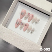 365nails : "Murmure de roses" – ongles press-on 3D floraux faits main, forme stiletto
