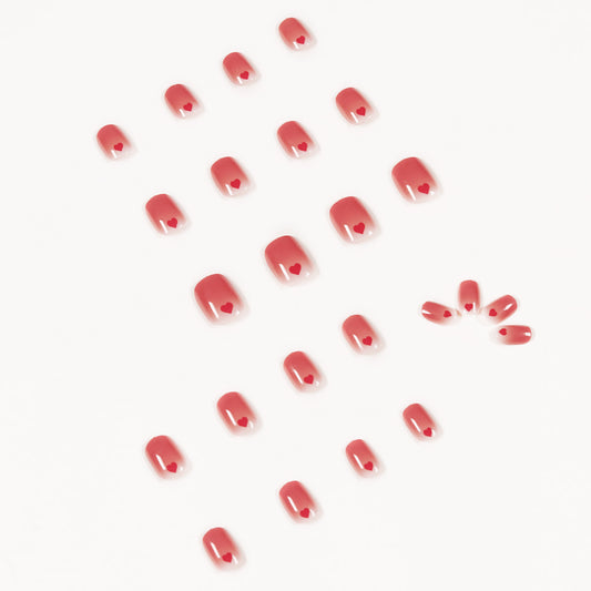 Peach Red Love Soft Nail Press on  Fake Nail   Nail  Removable Nail Film Factory Sales｜365nails
