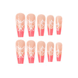 Unhas postiças longas de balé com borboleta rosa por atacado ｜365nails