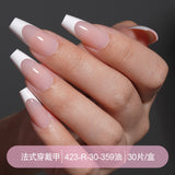 Press on nails French trapezoidal simple high-end sense 30 pieces box detachable fake nail finished pre-made manicure