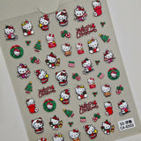 Sanrio Christmas Series Nail Art Sticker 5D Embossed Hello Kitty Melody Kulomi Nail Sticker CA