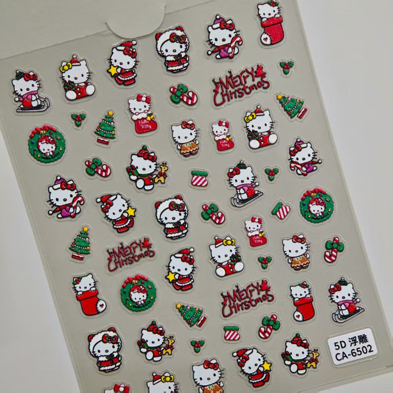 Sanrio Christmas Series Nail Art Sticker 5D Embossed Hello Kitty Melody Kulomi Nail Sticker CA