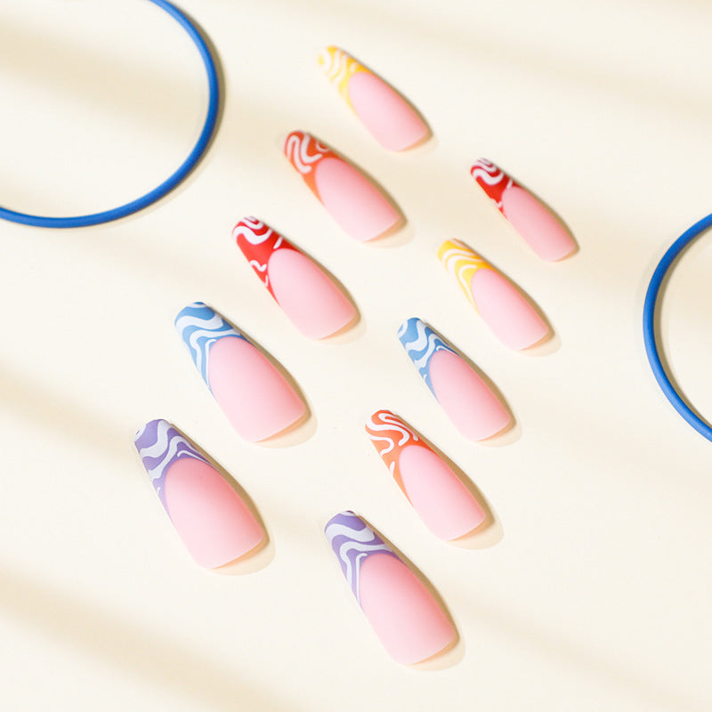 Parche para uñas con ondas de arcoíris, uñas postizas, suministro directo, producto terminado, venta al por mayor | 365nails