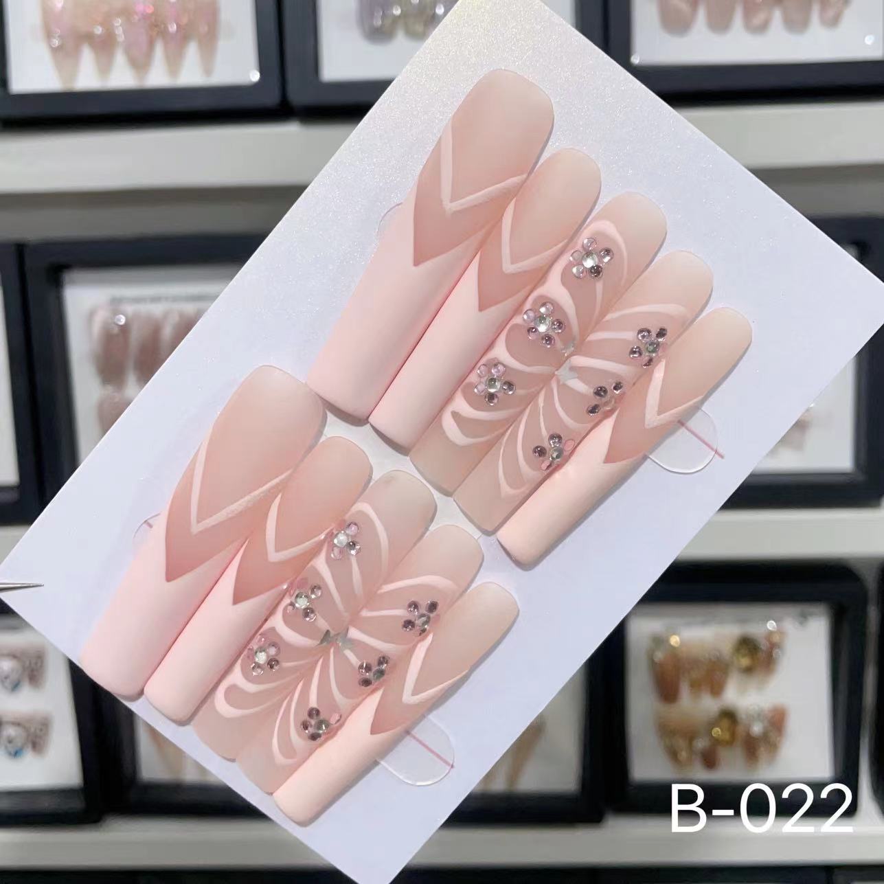 Extra Long 5.5cm Water Pipe Press-On Nails | Handmade Collection | Round Shape