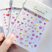 Pastel Heart & Star: "Sweet Y2K" – 5D Crystal Diamond Nail Sticker