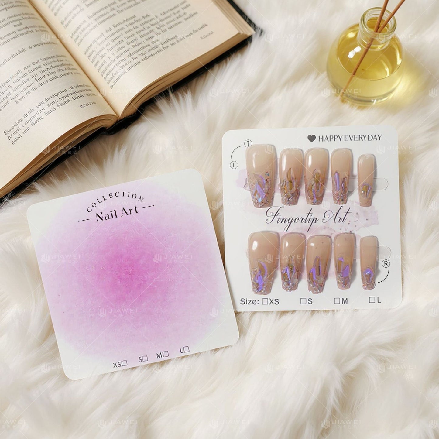 Embossed Cotton Paper Display Cards for Press On Nails (MOQ=50)