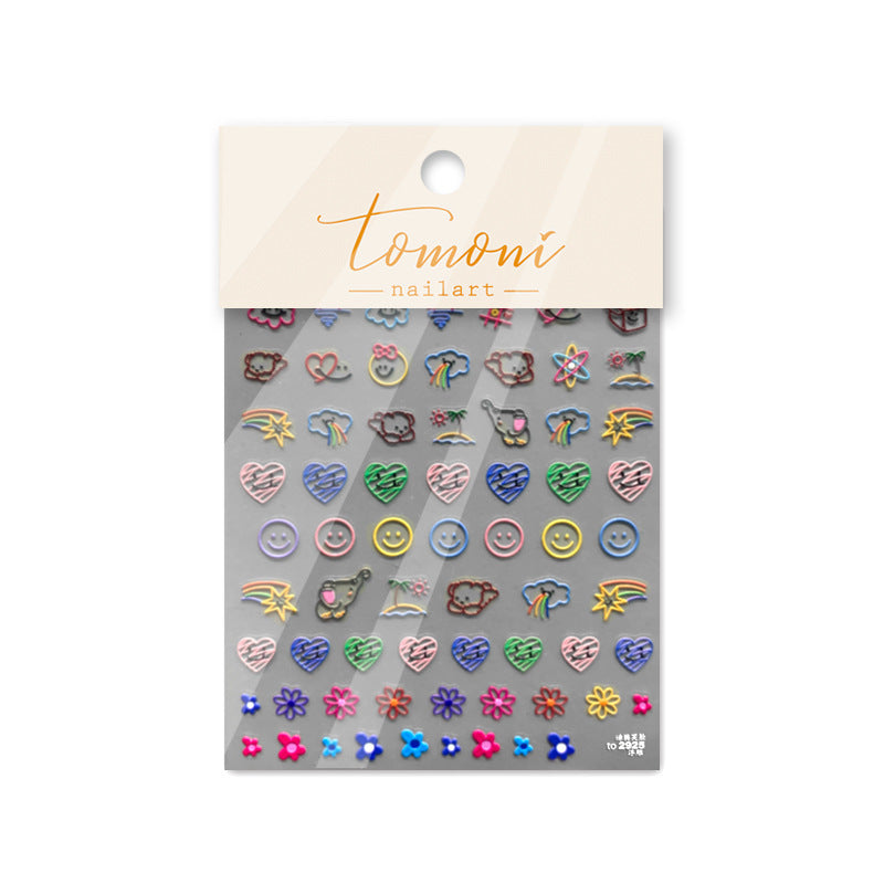 365nails: "Retro Smile Face Rainbow Heart" –Nail Art Stickers