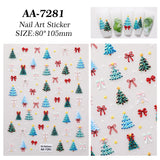 Original Christmas Nail Art Sticker 5D Embossed Three-dimensional Happy Christmas Elements DIY Nail Sticker Ornament AA