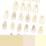 3D three-dimensional golden rose flower almond press-on nails