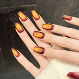 Burnt Orange Red Glitter Gradient Press On Nails