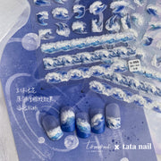 Ocean Wave Collection: "Watercolor Ocean Wave" – 3D Embossed Nail Sticker