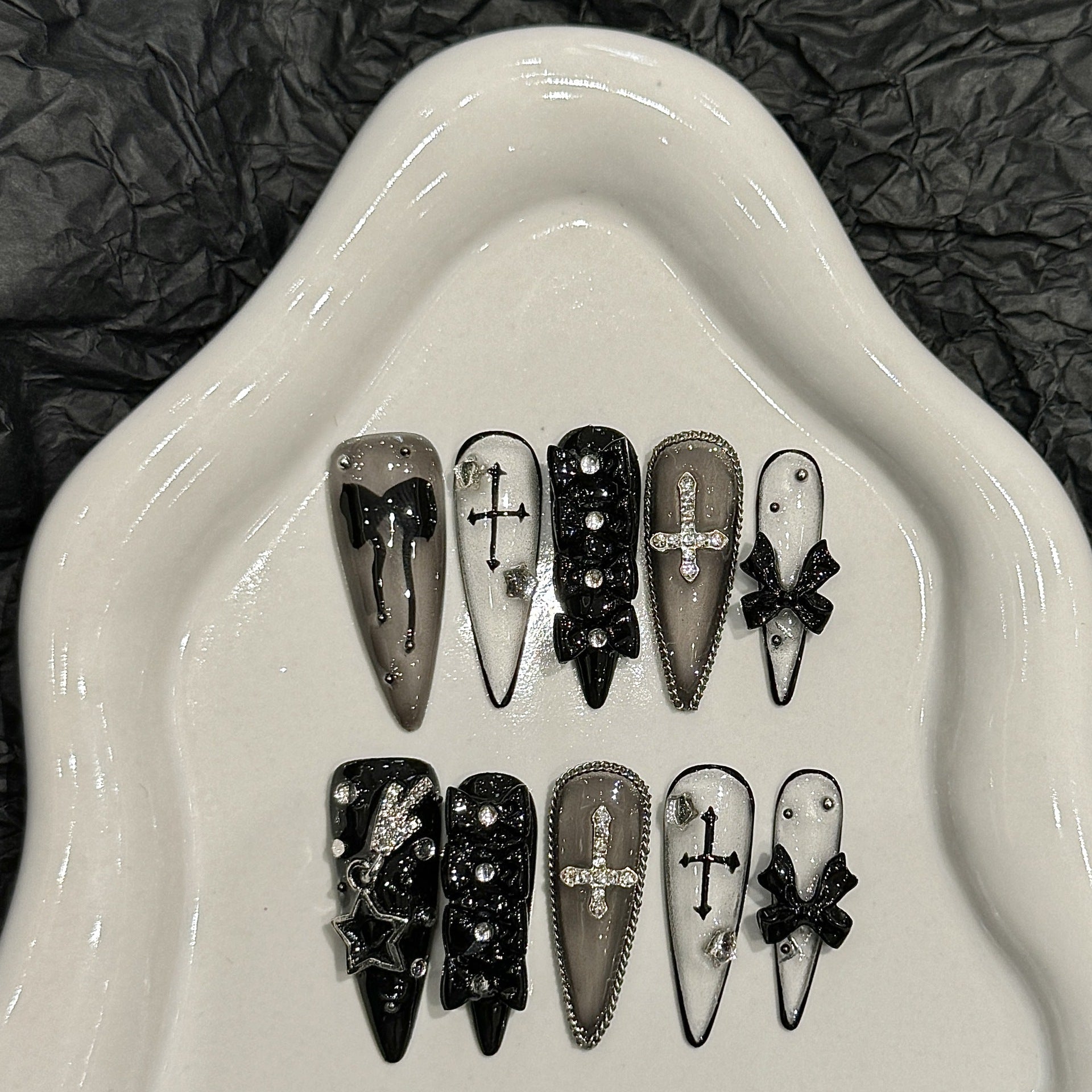 Pure Handmade High-quality Boutique Dark Goth Nail Factory fake nails | 365nails