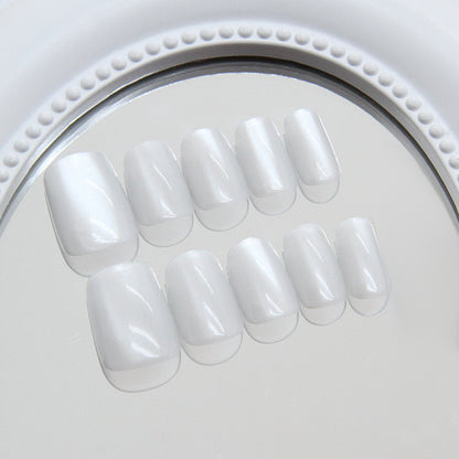 Nail Tips  prefabricated nail clean and simple fog white cat eye solid color temperament fashionable girl white  30 pieces｜365nails