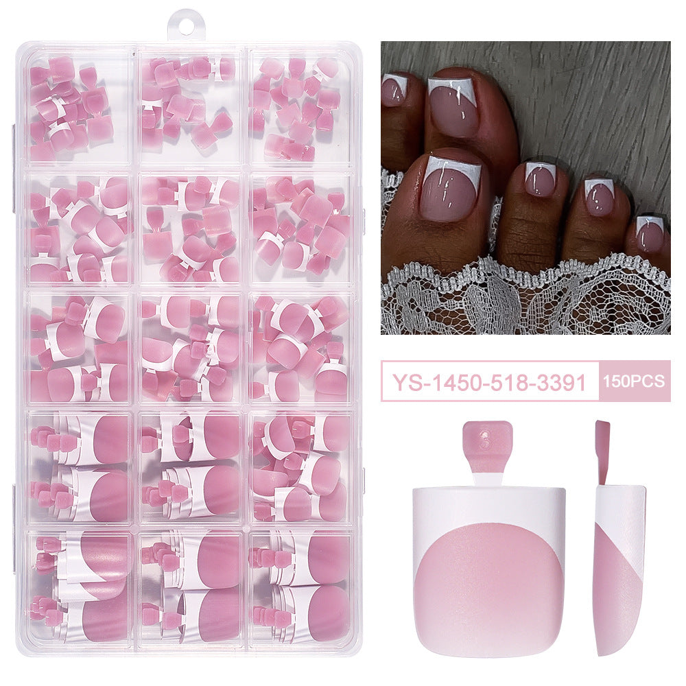 365nails: "Classic French Pedicure" – Short Square Press-On Toenails