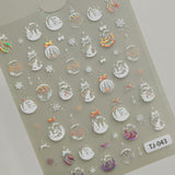 Internet celebrity winter christmas ball nail sticker 5d relief white hollow christmas ball nail sticker jewelry TJ model