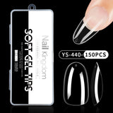 Nail Tips Full number of special nail pads for nail salons, transparent and seamless 150 pcs, boxed press on nails pads, almond trapezoidal fake nails.