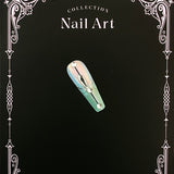[Summer Night] Simple Moonlight Powder Cat's Eye Luminous Four Fingers Quicksand Flow Hemp Press On Nail