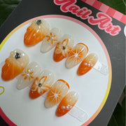 365nails: "시트러스 스타버스트" – 3D 시트러스 슬라이스 수제 아몬드형 네일