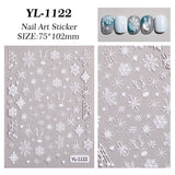 Winter Christmas Snowflake Nail Art Sticker 5D Embossed Three-dimensional White Hollow Snowflake Nail Sticker Ornament YL