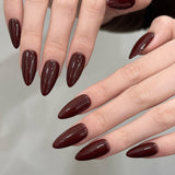 Solid color simple almond nail series popular daily manicure hand and foot set handmade nails | 365nails