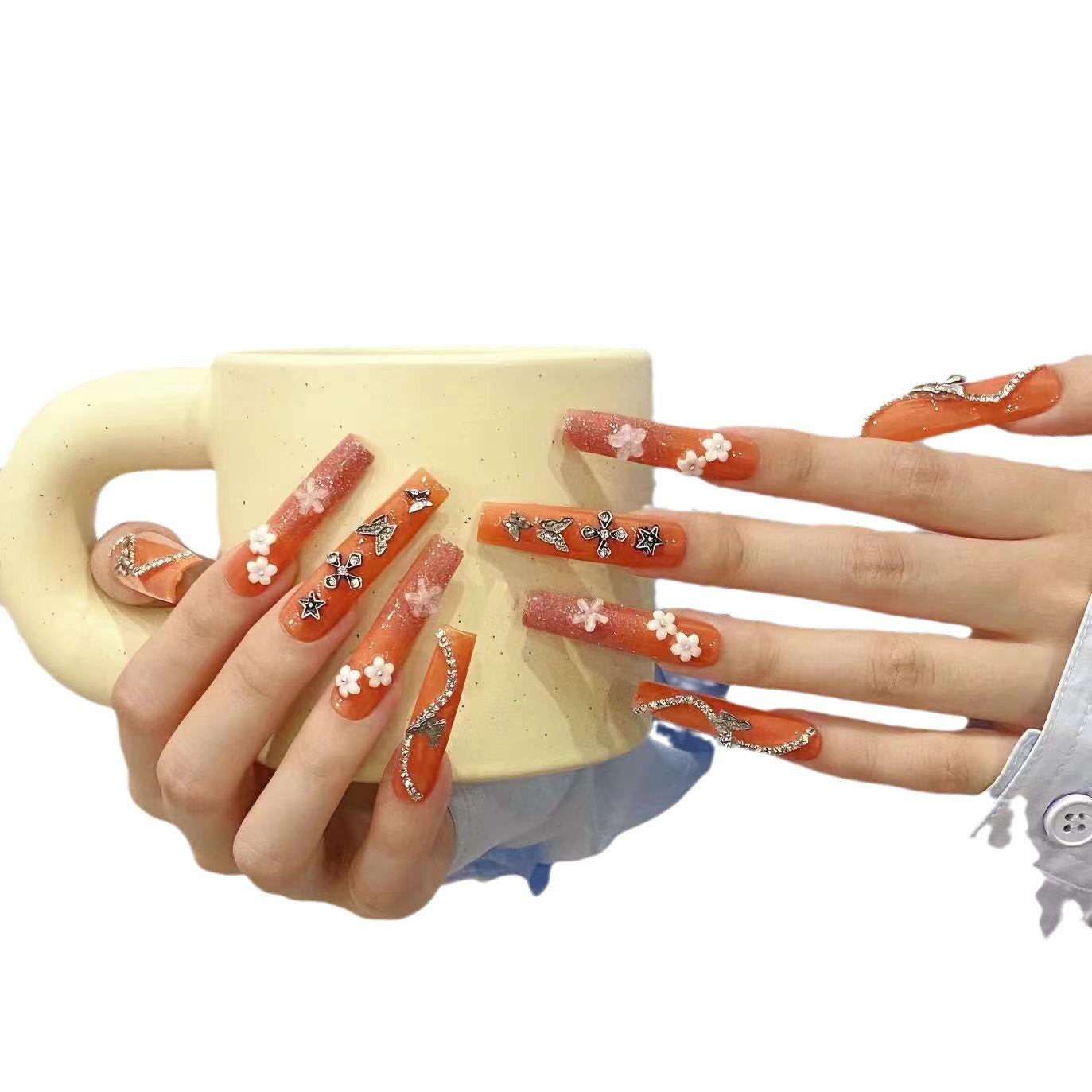 Uñas postizas extra largas, divertidas y personalizadas, hechas a mano, con dibujos animados, pintadas a mano y extraíbles | 365nails