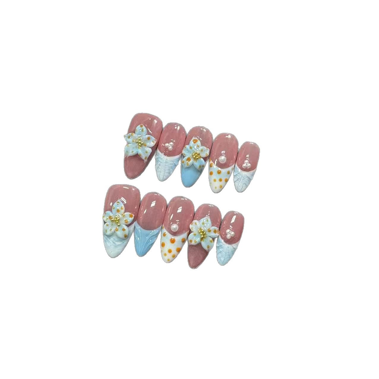 365nails：「粉彩綻放」3D手工製花朵杏仁形穿戴甲