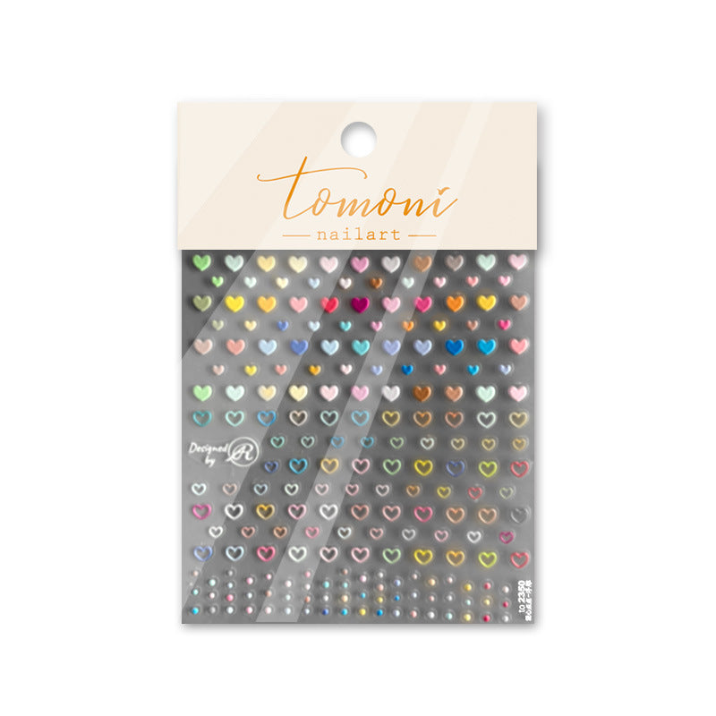 Rainbow Heart Dot Collection: "Sweet Love" – 3D Embossed Nail Sticker