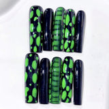 Neon Green Splatter Glossy Press On Nail Set