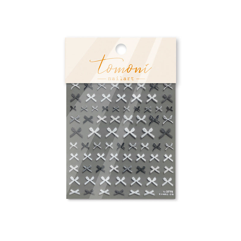 Monochrome Bow: "Black & White" – 3D Nail Sticker