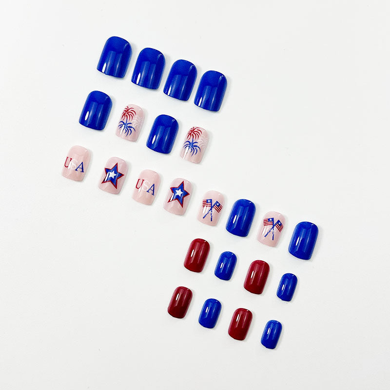 365nails: "Salute & Shine" – Star & Stripe Shimmer French Squoval Nails