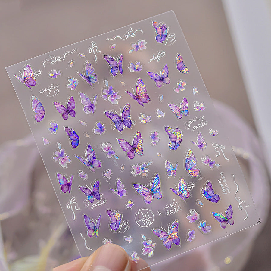 365nails: "purple iridescent butterfly & wax seal" – Nail Art Stickers